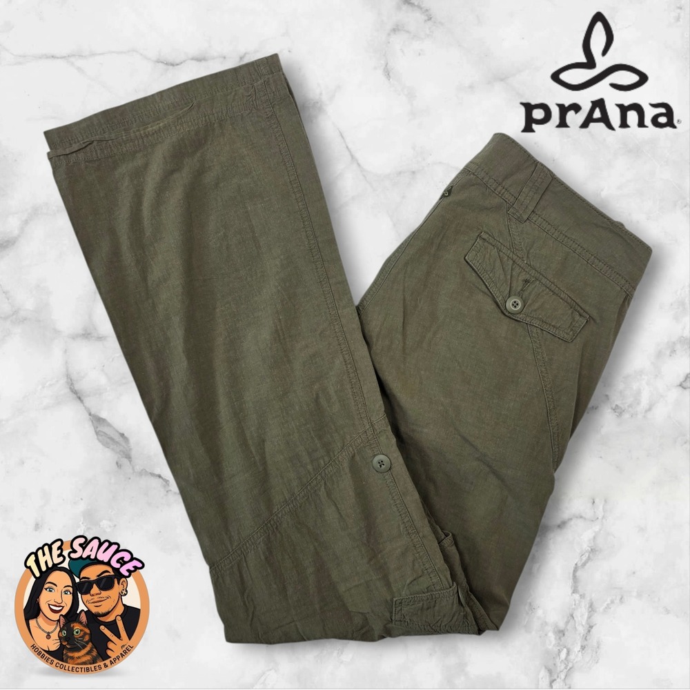 Prana Cargo Pants Olive Green Womens 8 Hiking Outdoor Utility Gorpcore Y2K Trail